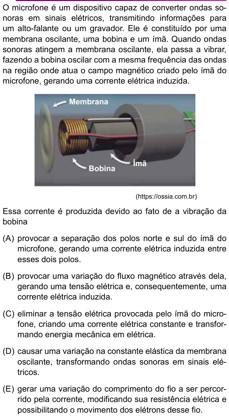 Questão 55 no caderno Conhecimentos Específicos da UNESP 2022