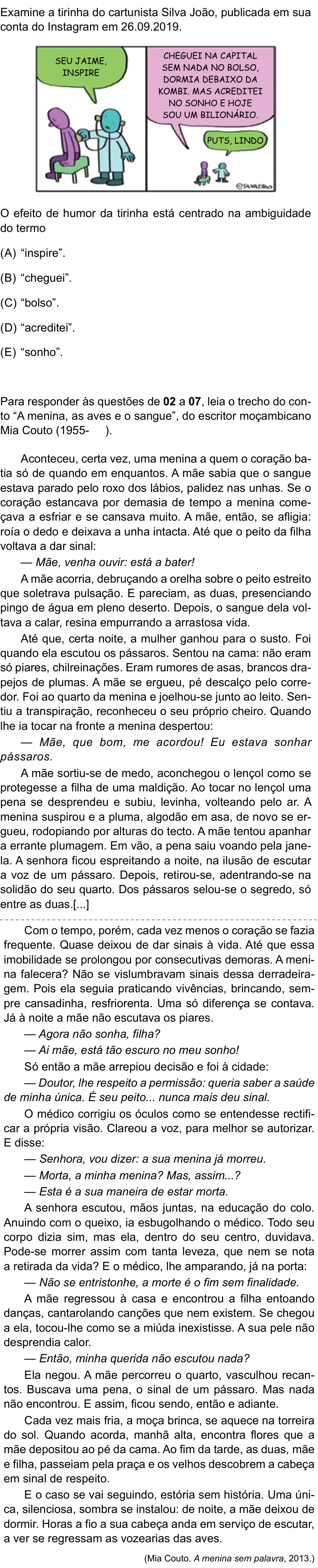 Questão 1 no caderno Conhecimentos Gerais da UNESP 2023