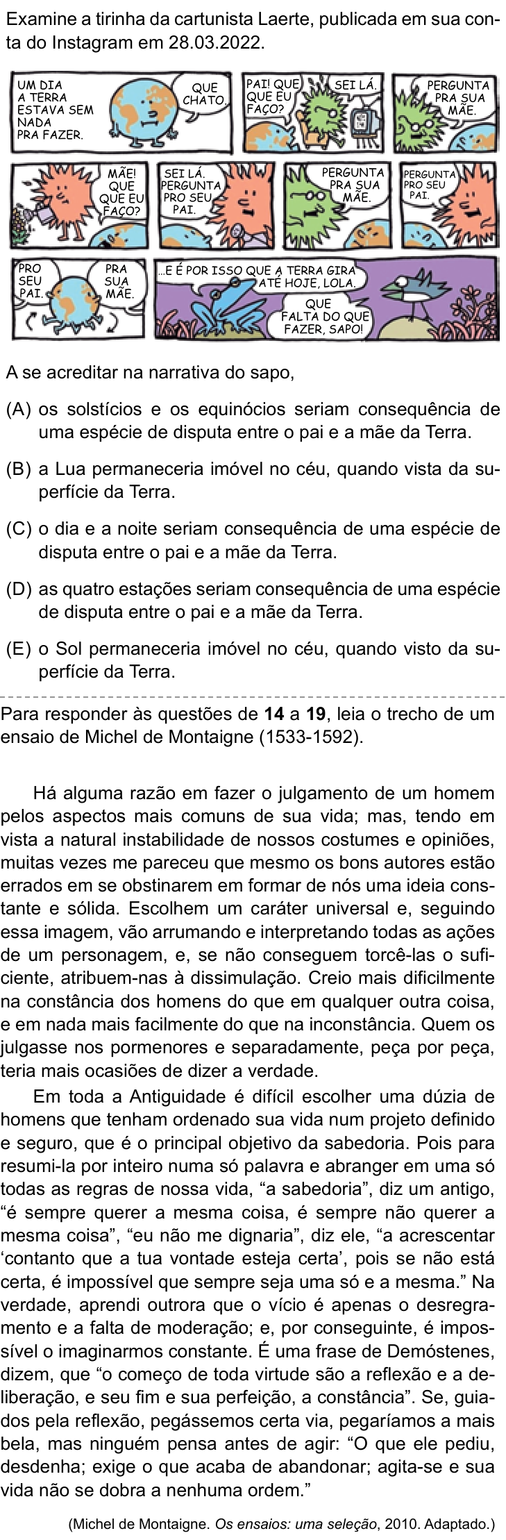 Questão 13 no caderno Conhecimentos Gerais da UNESP 2023