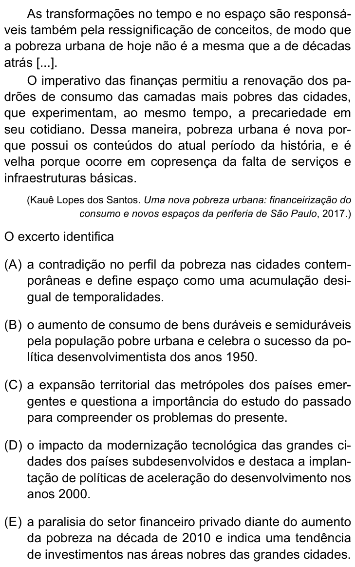 Questão 42 no caderno Conhecimentos Gerais da UNESP 2023