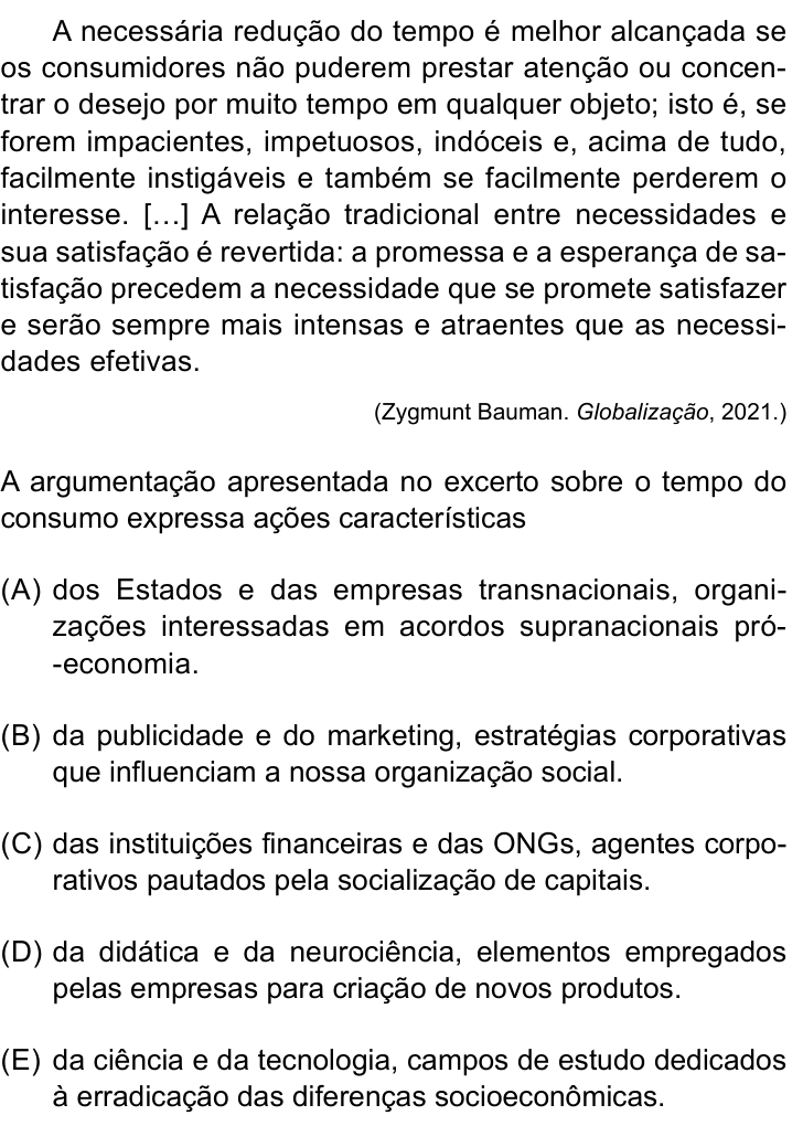Questão 43 no caderno Conhecimentos Gerais da UNESP 2023