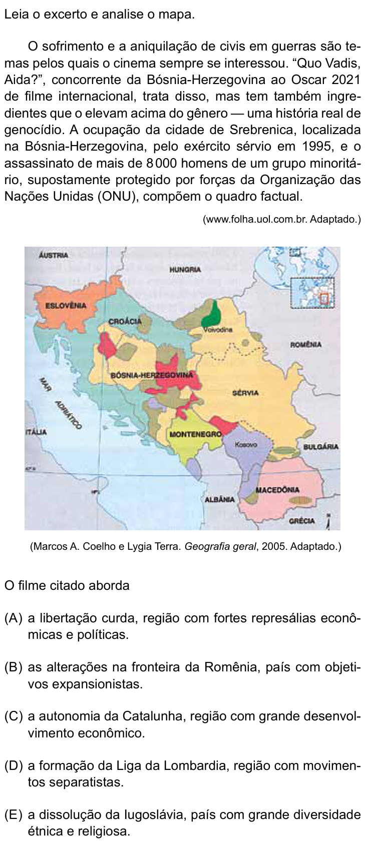 Questão 44 no caderno Conhecimentos Gerais da UNESP 2023