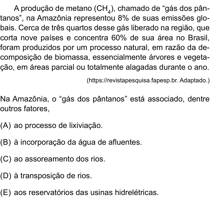 Questão 51 no caderno Conhecimentos Gerais da UNESP 2023