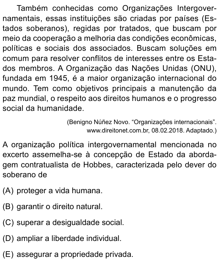 Questão 58 no caderno Conhecimentos Gerais da UNESP 2023
