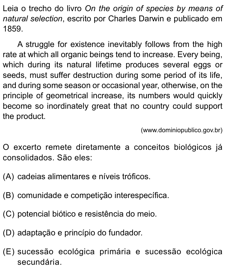Questão 61 no caderno Conhecimentos Gerais da UNESP 2023