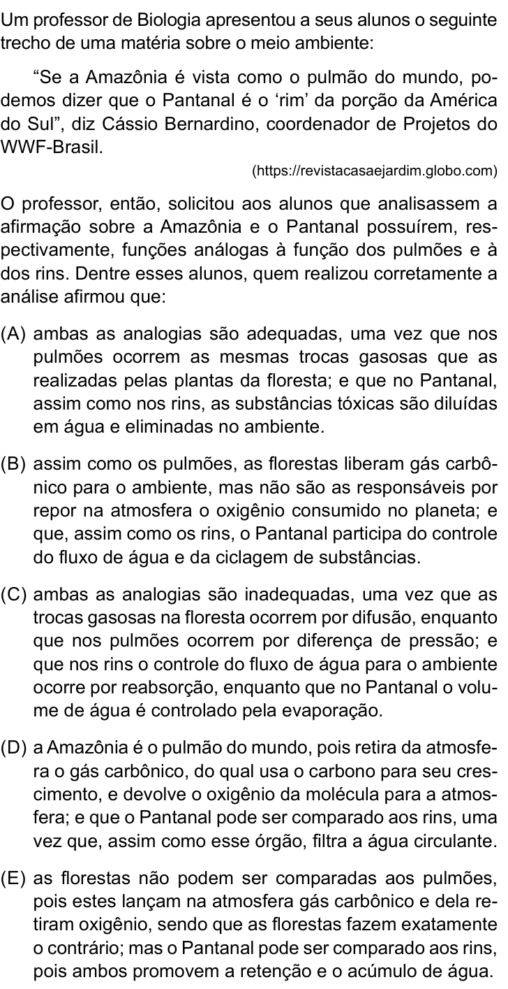 Questão 62 no caderno Conhecimentos Gerais da UNESP 2023