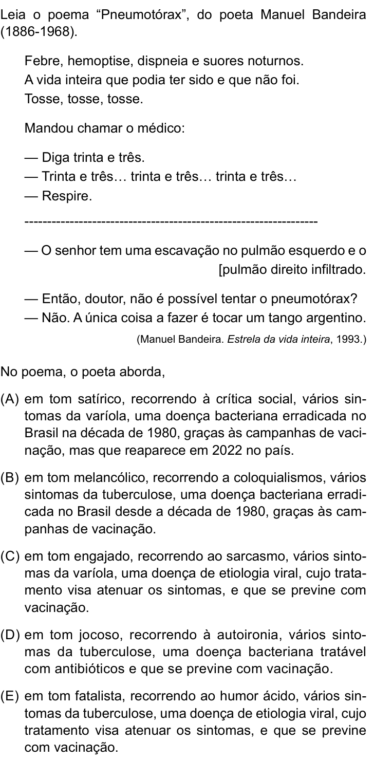 Questão 64 no caderno Conhecimentos Gerais da UNESP 2023