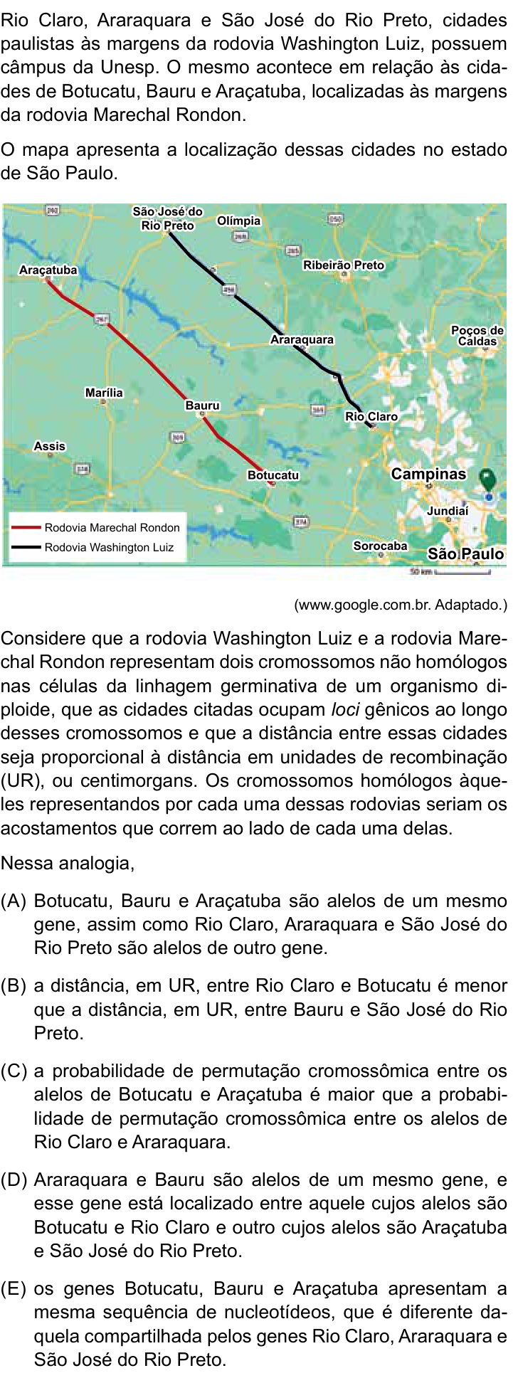 Questão 68 no caderno Conhecimentos Gerais da UNESP 2023