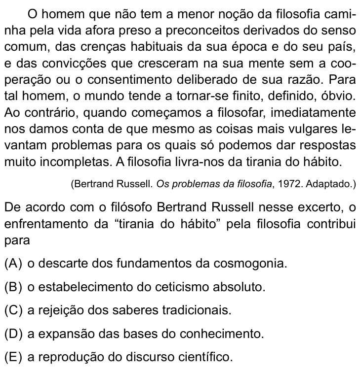 Questão 37 no caderno Conhecimentos Específicos da UNESP 2023