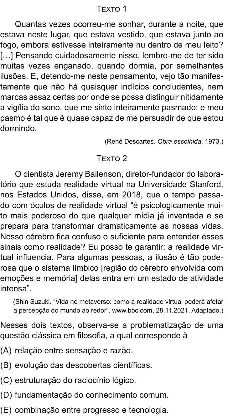 Questão 38 no caderno Conhecimentos Específicos da UNESP 2023