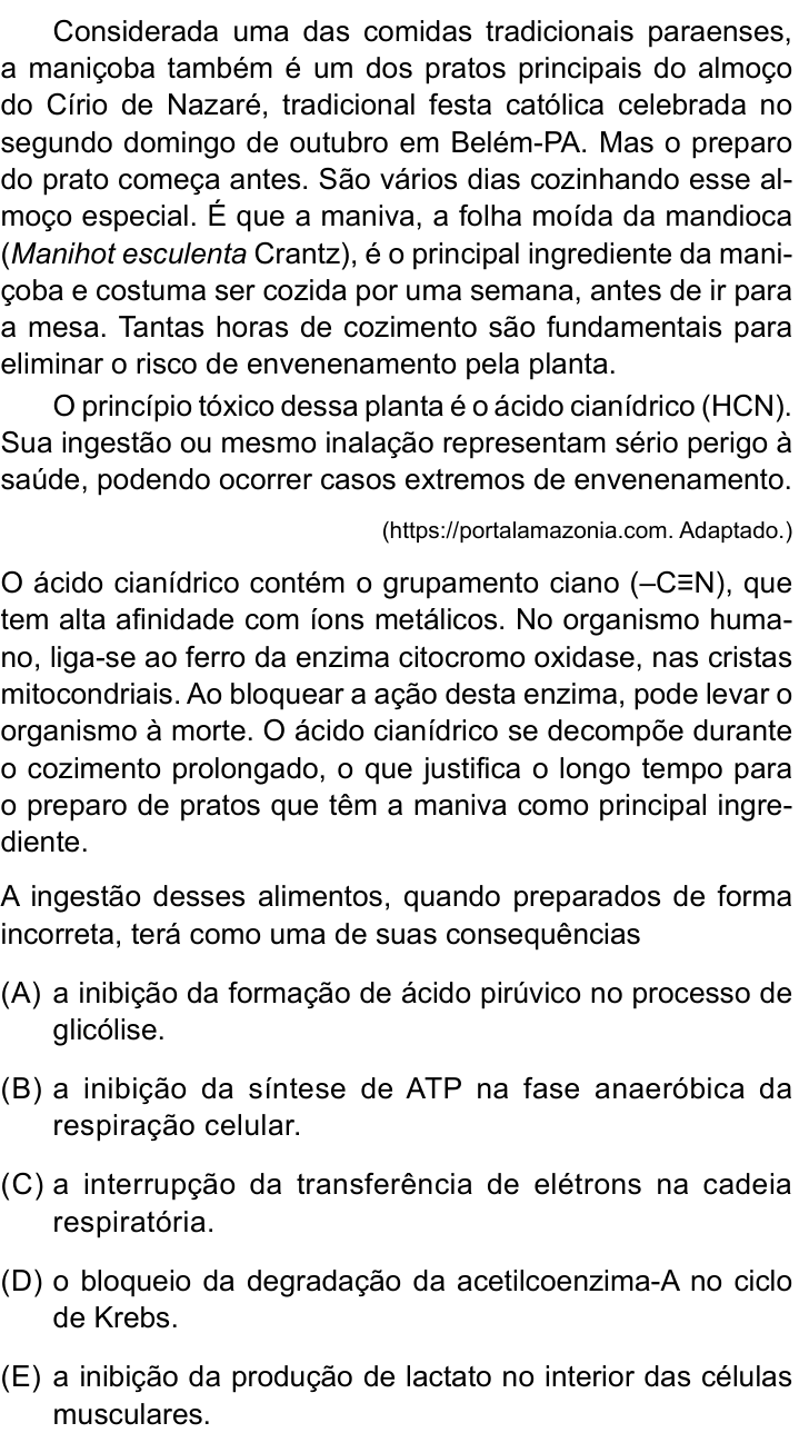 Questão 41 no caderno Conhecimentos Específicos da UNESP 2023