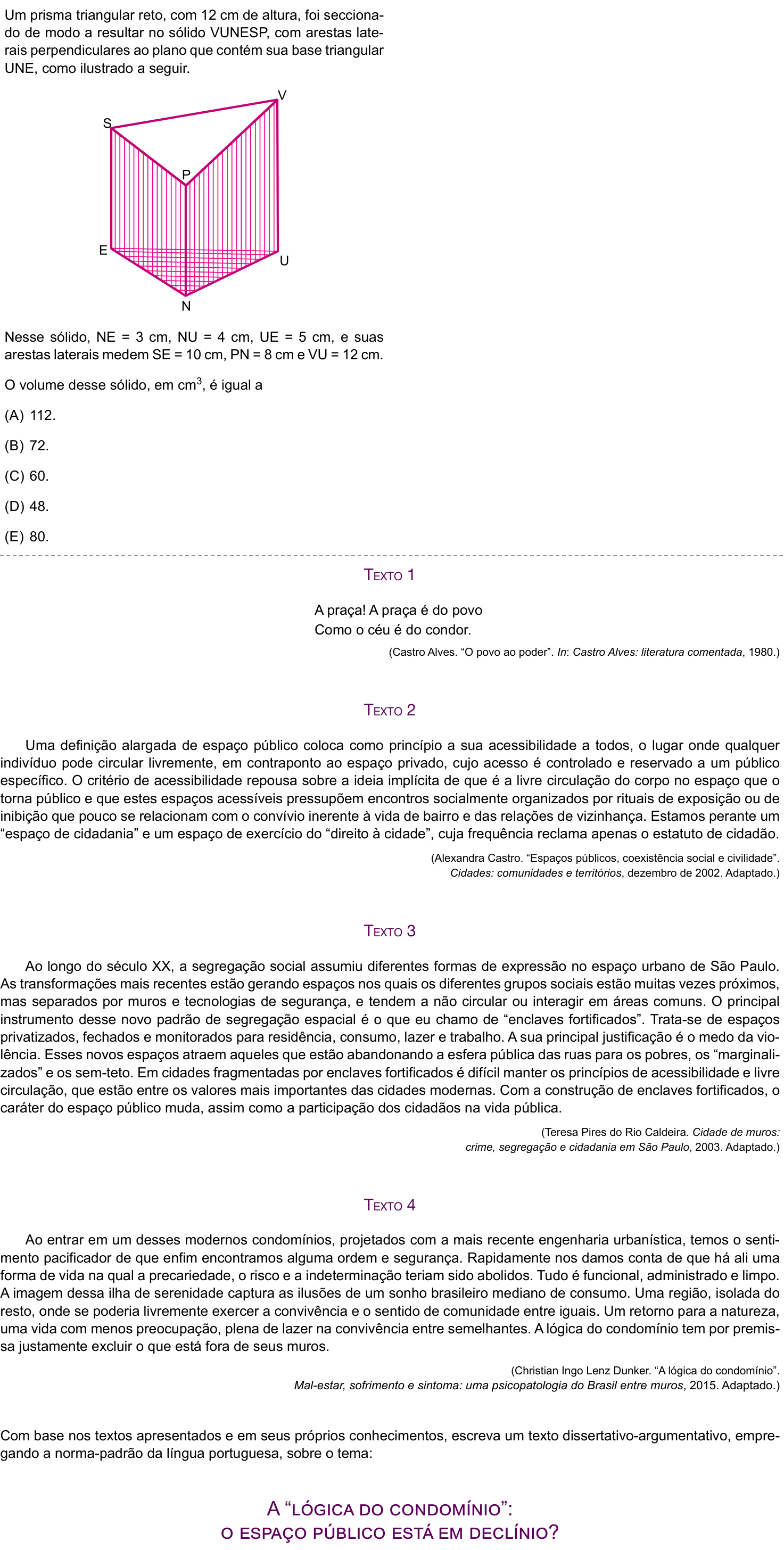 Questão 60 no caderno Conhecimentos Específicos da UNESP 2023