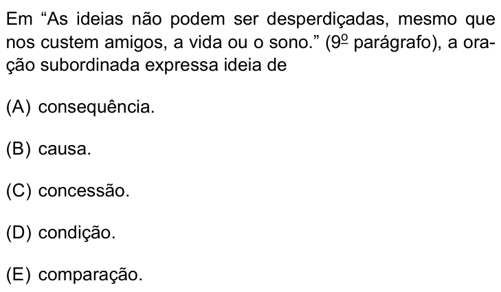 Questão 20 no caderno Conhecimentos Gerais da UNESP 2024