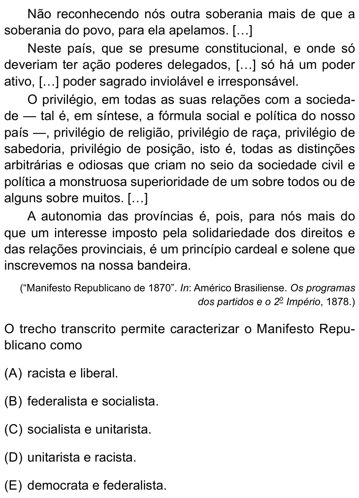 Questão 36 no caderno Conhecimentos Gerais da UNESP 2024