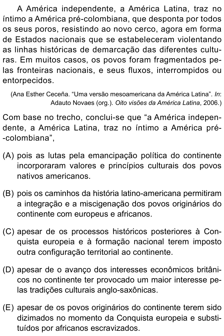 Questão 38 no caderno Conhecimentos Gerais da UNESP 2024