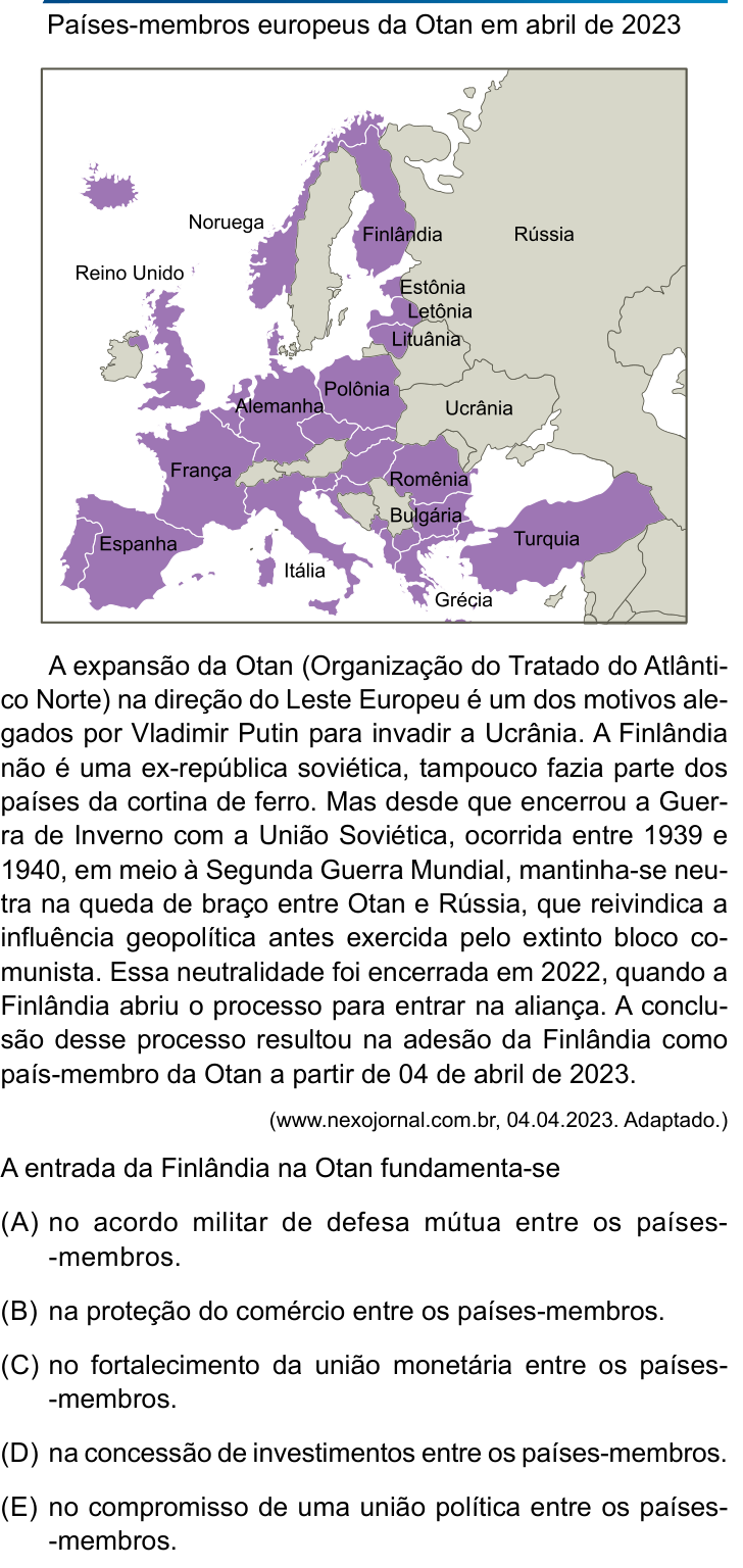 Questão 43 no caderno Conhecimentos Gerais da UNESP 2024