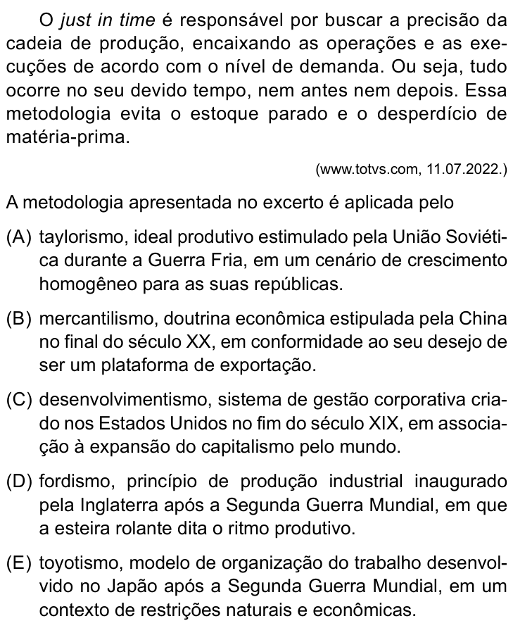 Questão 45 no caderno Conhecimentos Gerais da UNESP 2024