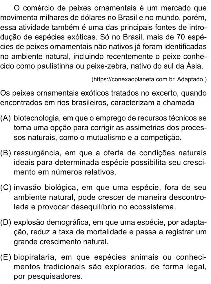 Questão 53 no caderno Conhecimentos Gerais da UNESP 2024