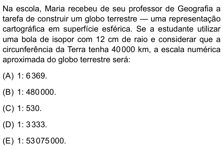 Questão 54 no caderno Conhecimentos Gerais da UNESP 2024
