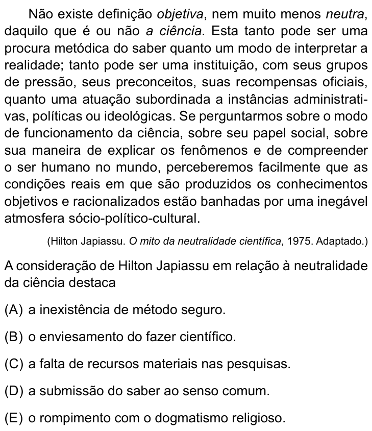 Questão 55 no caderno Conhecimentos Gerais da UNESP 2024