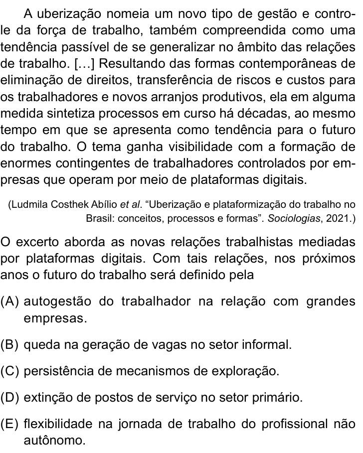 Questão 59 no caderno Conhecimentos Gerais da UNESP 2024