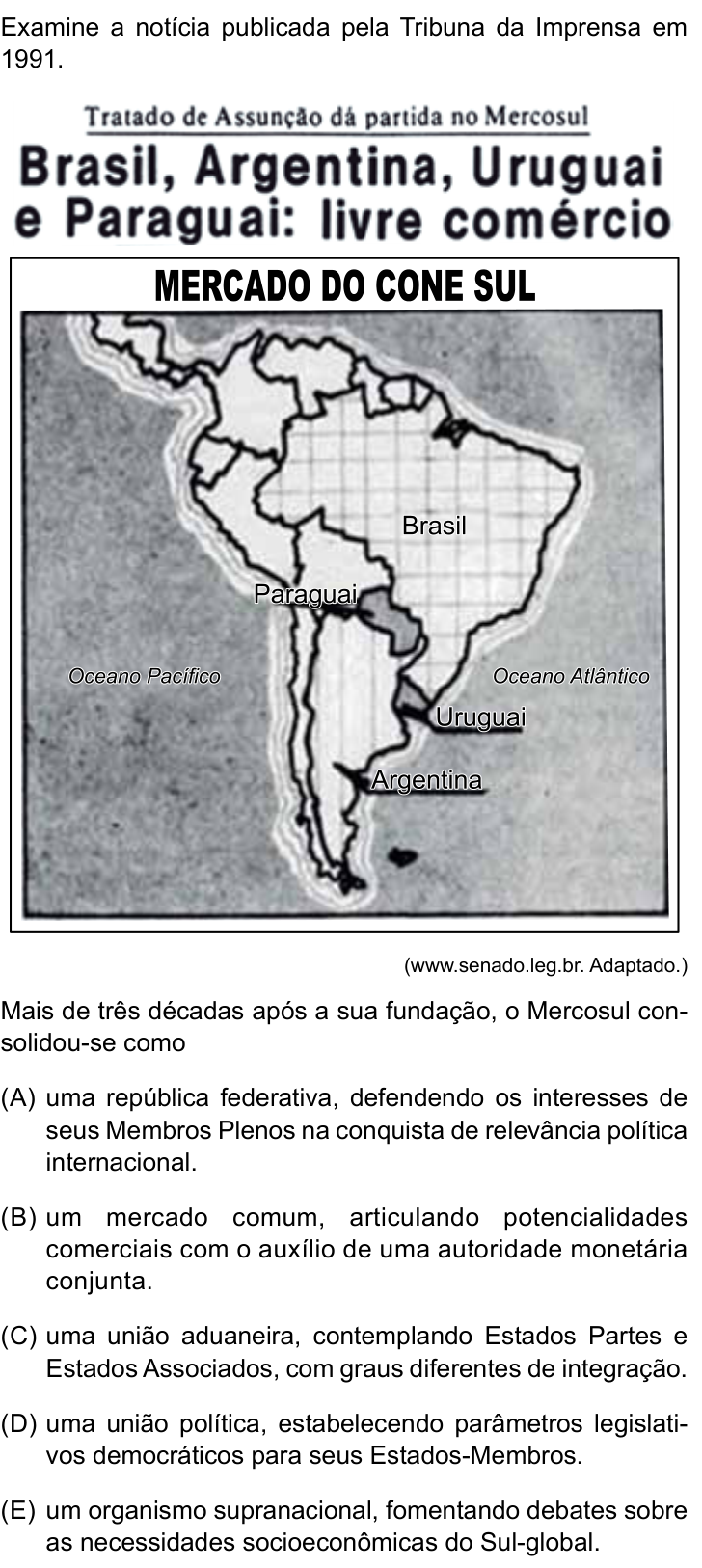 Questão 44 no caderno Conhecimentos Gerais da UNESP 2025