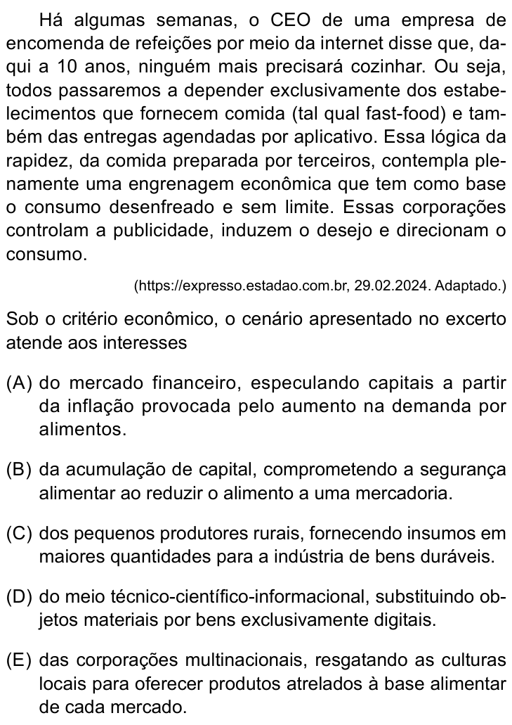 Questão 47 no caderno Conhecimentos Gerais da UNESP 2025