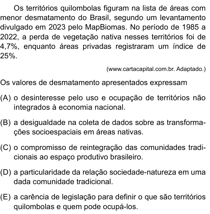 Questão 51 no caderno Conhecimentos Gerais da UNESP 2025