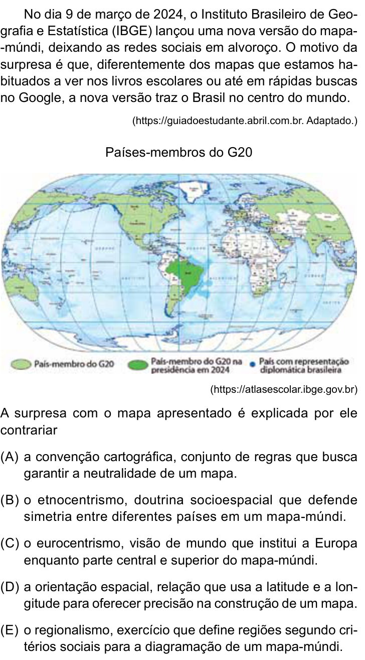 Questão 54 no caderno Conhecimentos Gerais da UNESP 2025