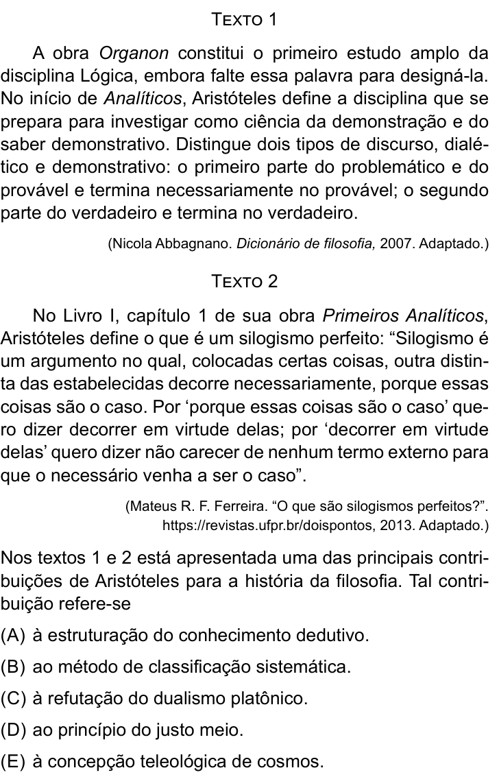 Questão 59 no caderno Conhecimentos Gerais da UNESP 2025