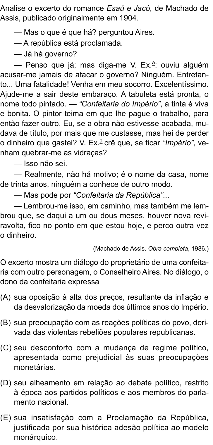 Questão 36 no caderno Conhecimentos Gerais da UNESP 2026