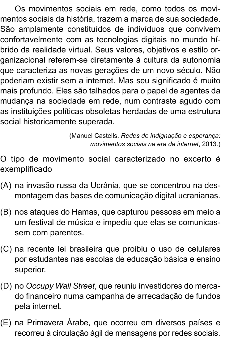 Questão 42 no caderno Conhecimentos Gerais da UNESP 2026