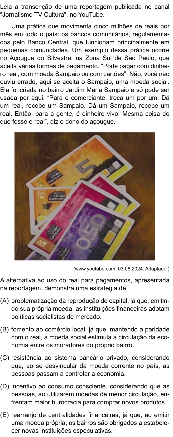 Questão 45 no caderno Conhecimentos Gerais da UNESP 2026