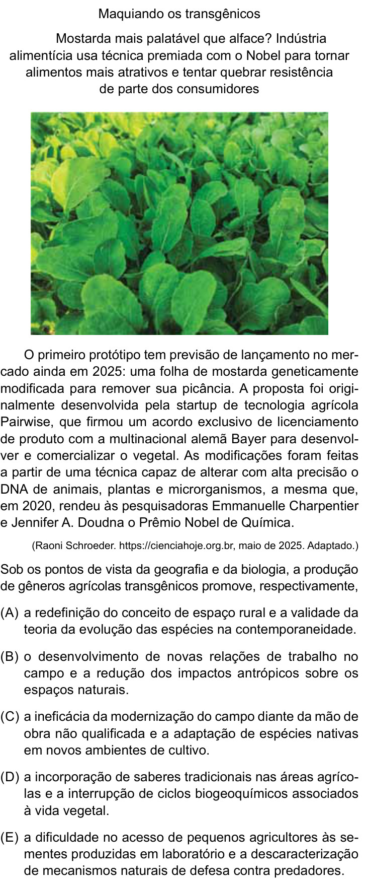 Questão 47 no caderno Conhecimentos Gerais da UNESP 2026