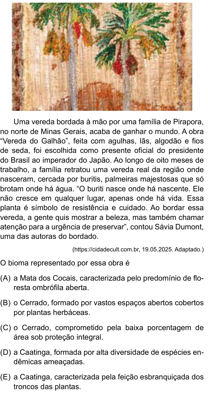 Questão 53 no caderno Conhecimentos Gerais da UNESP 2026