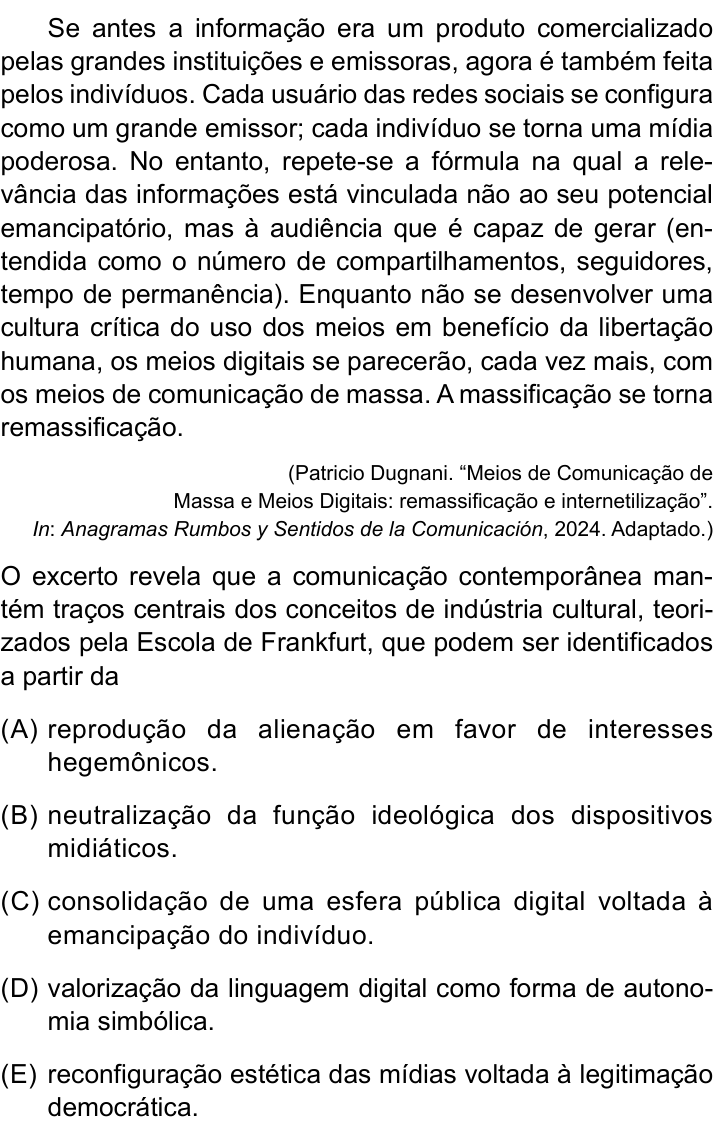 Questão 57 no caderno Conhecimentos Gerais da UNESP 2026