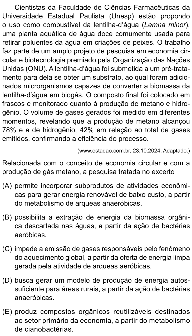 Questão 63 no caderno Conhecimentos Gerais da UNESP 2026
