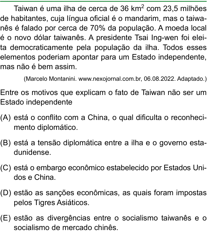 Questão 31 no caderno Conhecimentos Gerais da FAMERP 2023