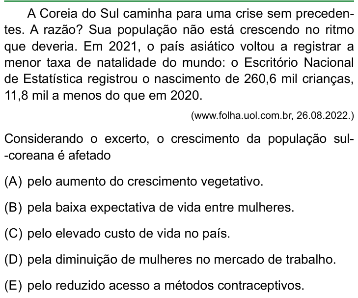 Questão 32 no caderno Conhecimentos Gerais da FAMERP 2023