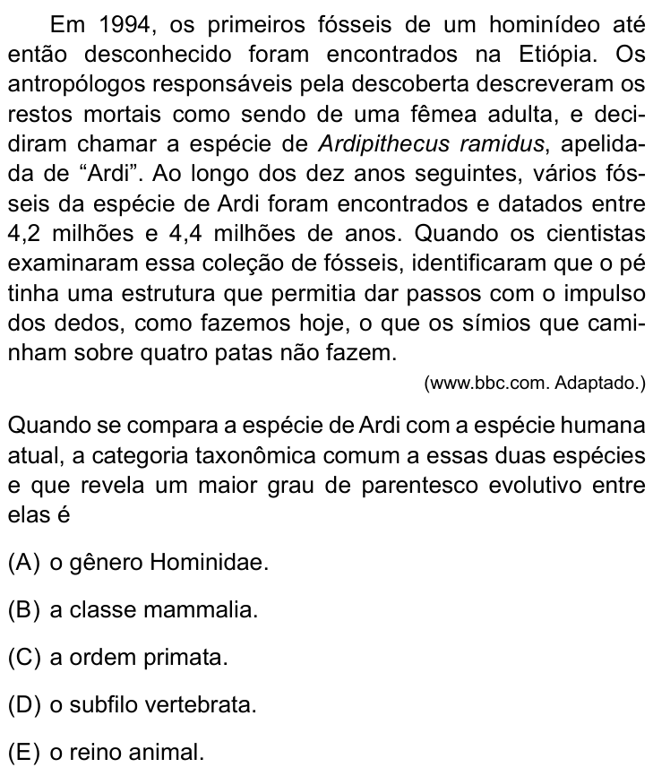 Questão 43 no caderno Conhecimentos Gerais da FAMERP 2023