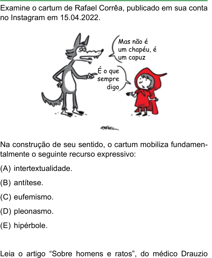 Questão 1 no caderno Conhecimentos Gerais da FAMERP 2024