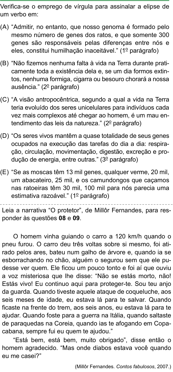 Questão 7 no caderno Conhecimentos Gerais da FAMERP 2024