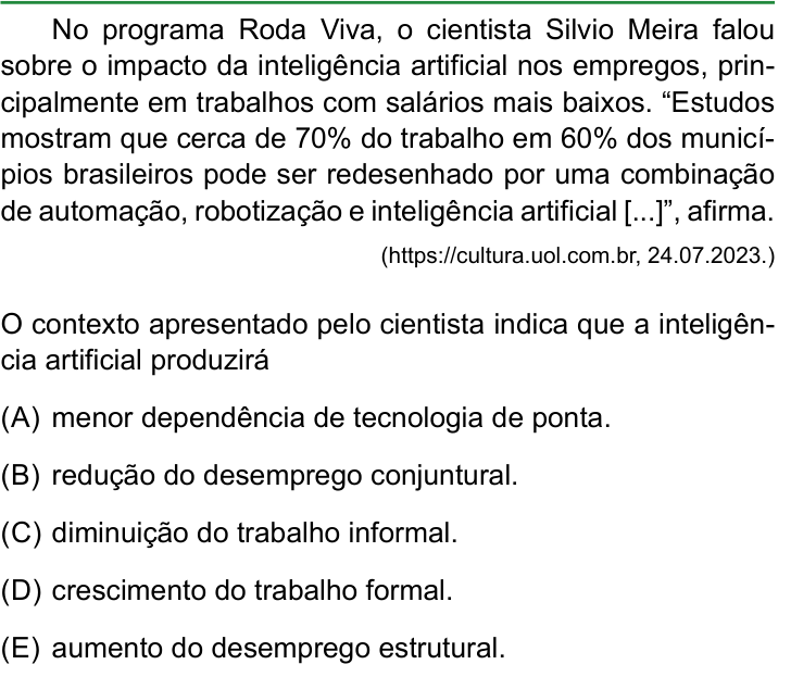 Questão 34 no caderno Conhecimentos Gerais da FAMERP 2024