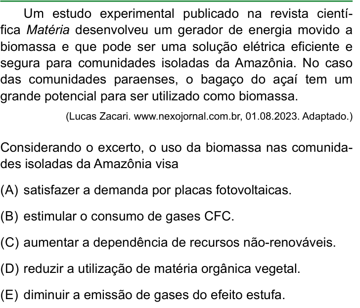 Questão 38 no caderno Conhecimentos Gerais da FAMERP 2024
