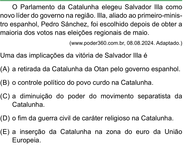 Questão 40 no caderno Conhecimentos Gerais da FAMERP 2025