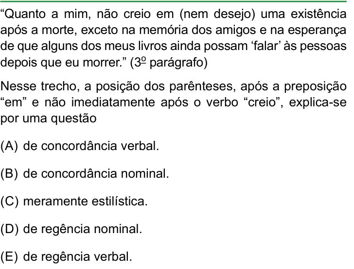 Questão 10 no caderno Conhecimentos Gerais da FAMERP 2026