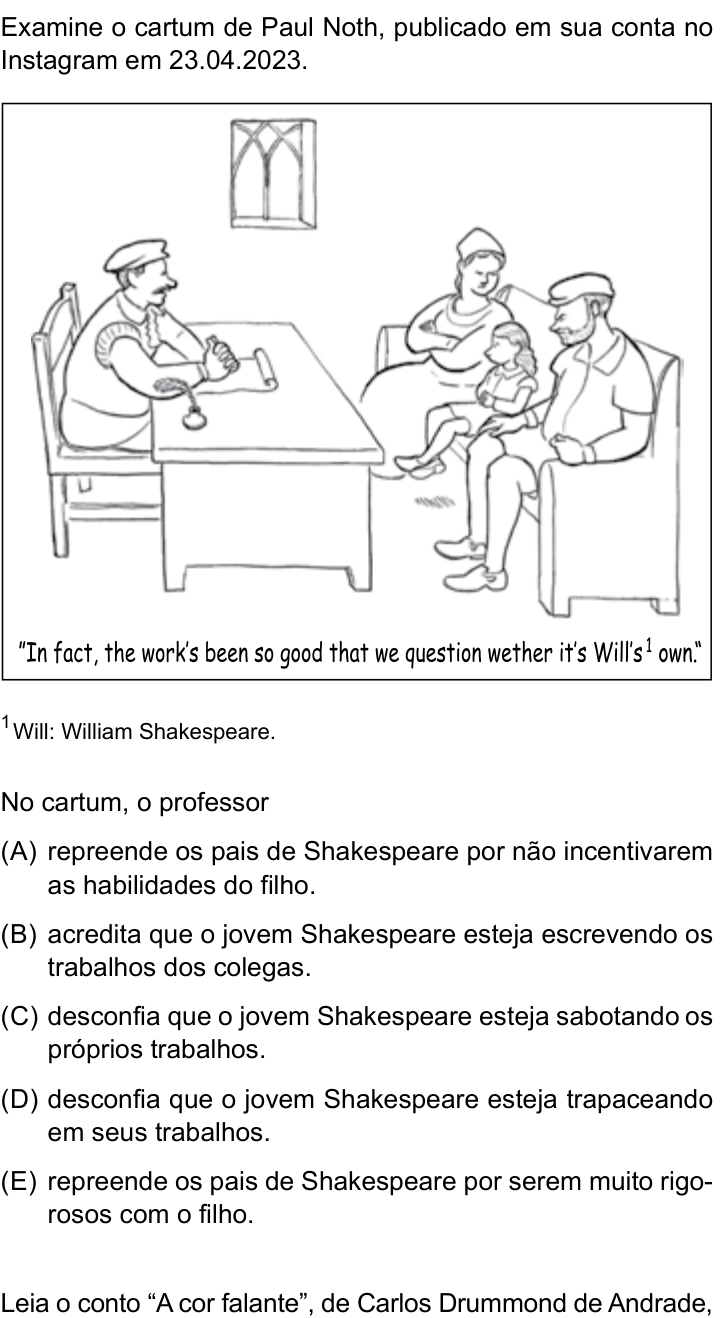Questão 1 no caderno Prova II do São Camilo 2025
