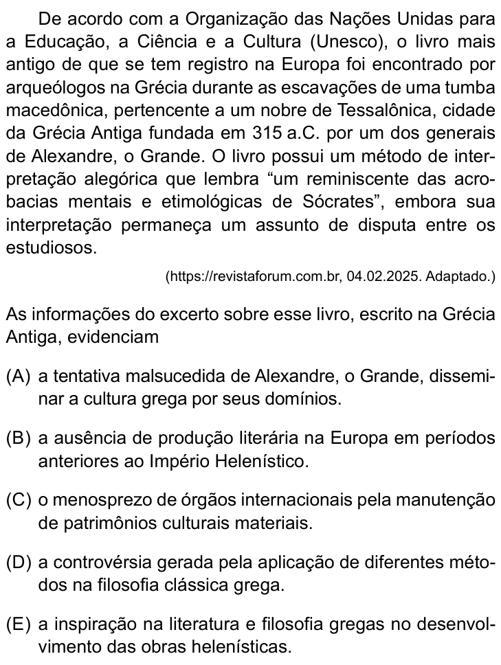 Questão 11 no caderno Prova II do São Camilo 2025