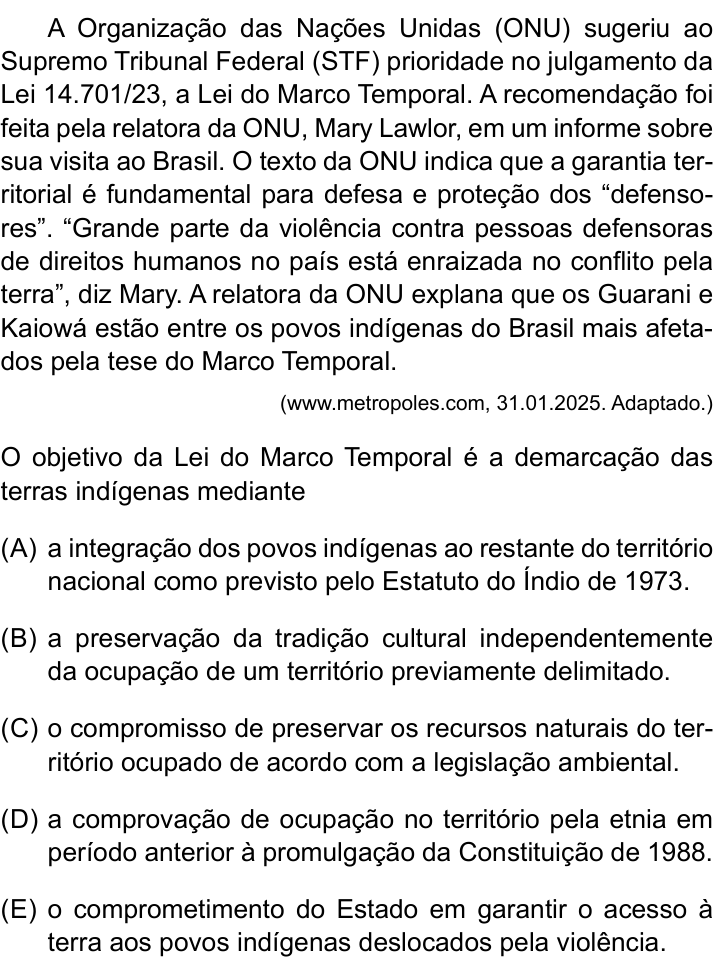 Questão 18 no caderno Prova II do São Camilo 2025