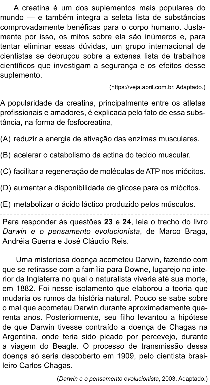 Questão 22 no caderno Prova II do São Camilo 2025